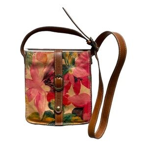 PATRICIA NASH leather floral snap close crossbody purse EUC